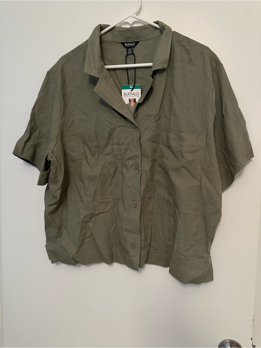 Buffalo David Bitton Olive Green Short-Sleeve Button Front Shirt